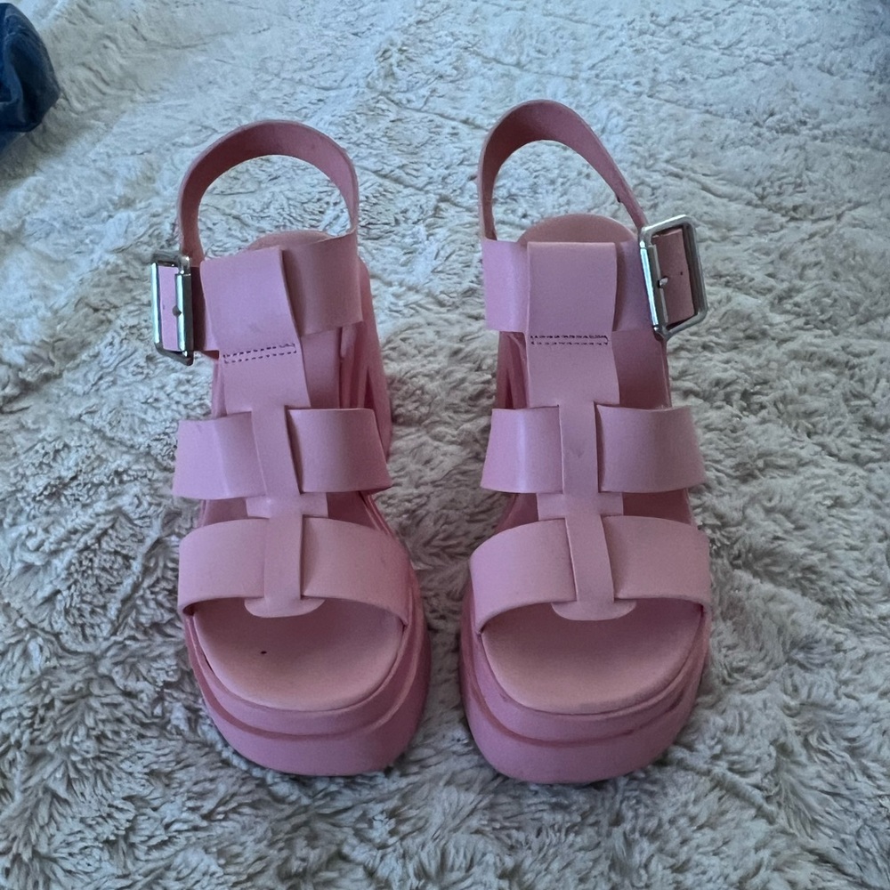 Madden Girl Women’s Pink Platform Strappy Sandals